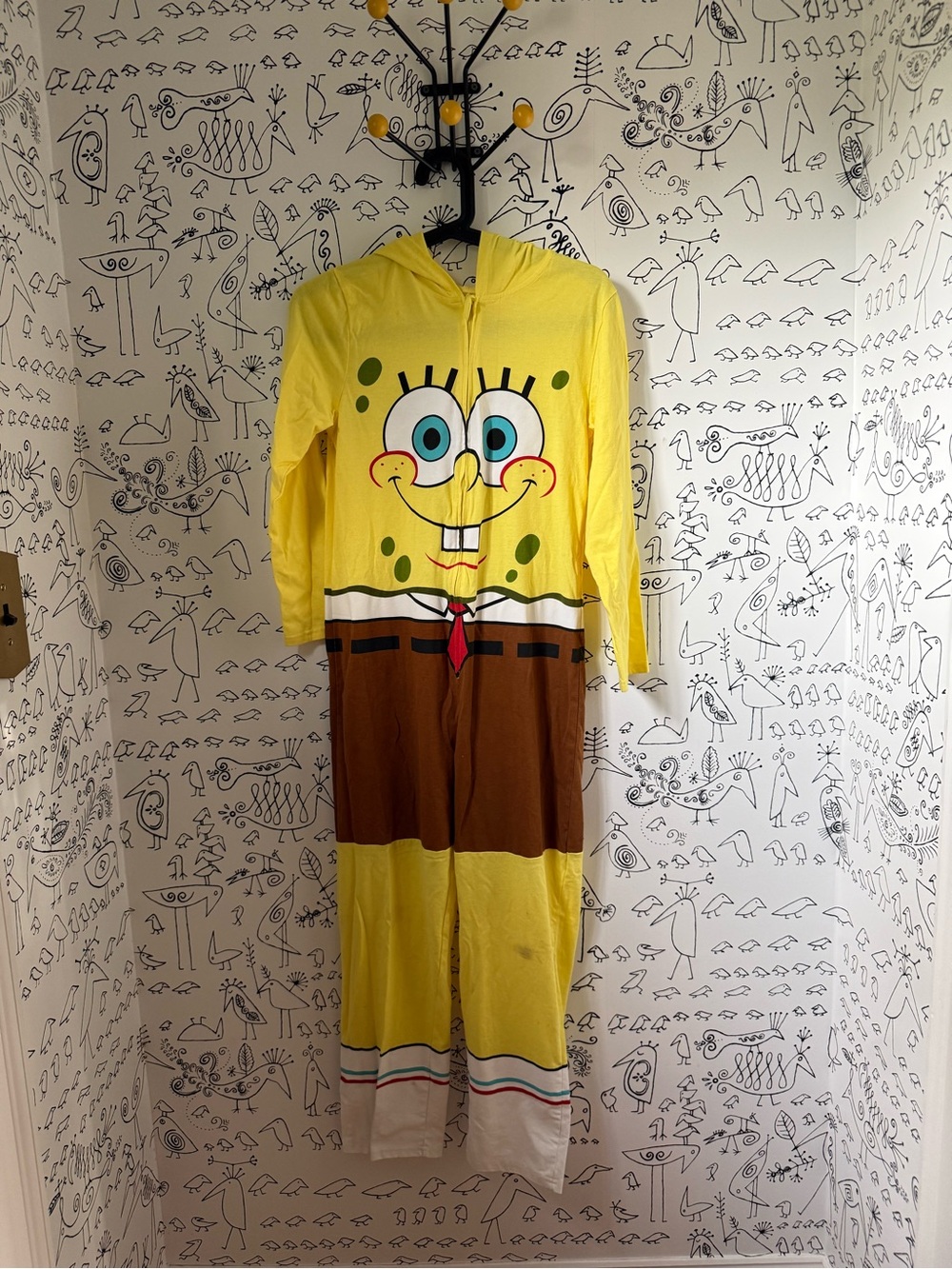 SpongeBob Squarepants Yellow and Brown Hooded Kids Costume Onesie